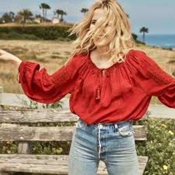 Doen Tops - Doen Embroidered Gauze Top Boho Blouse S Small